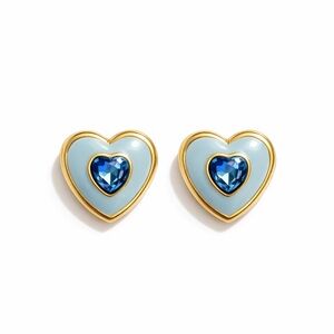 ⚜️ Gold and Blue Heart Earrings